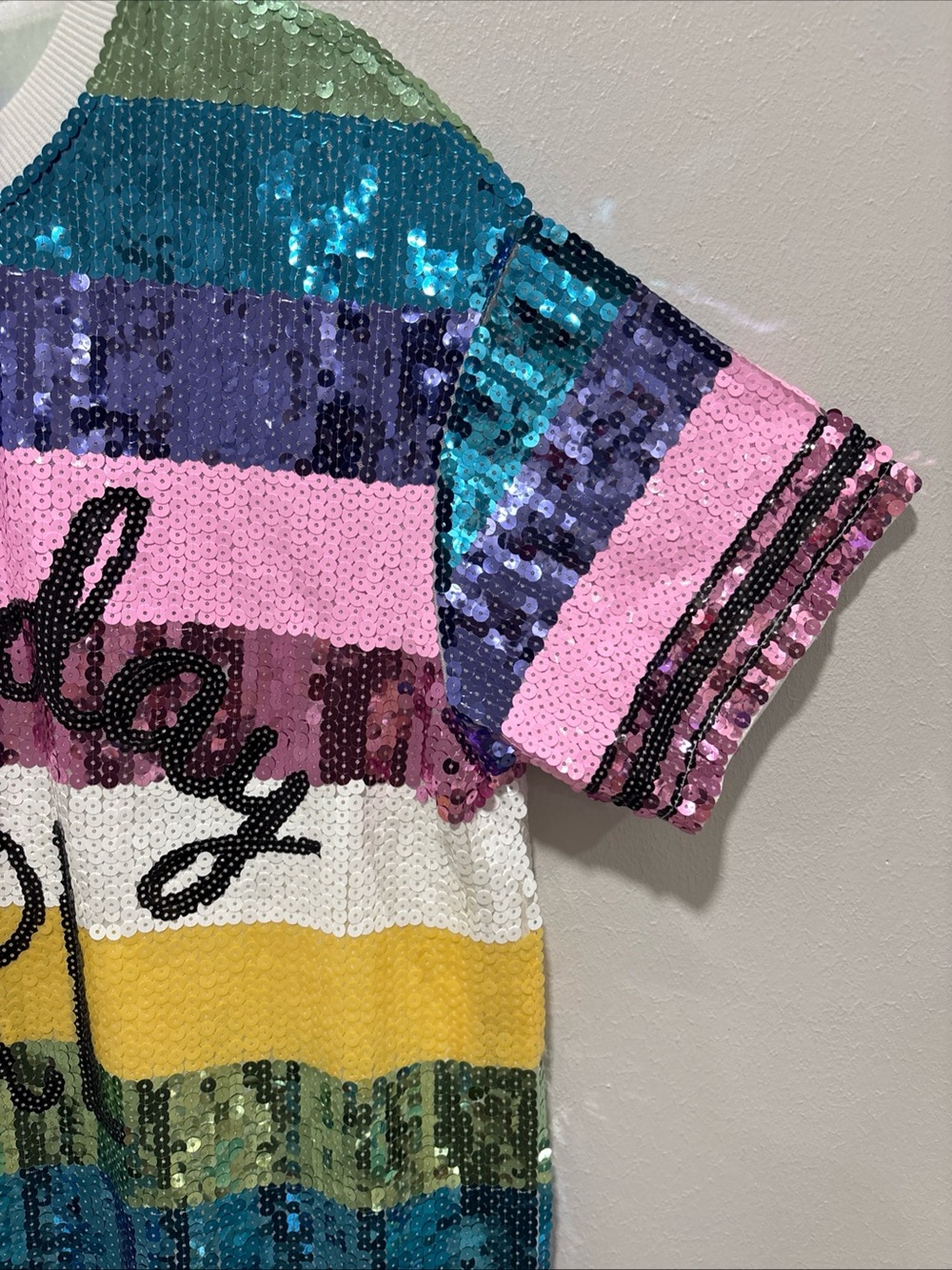 Simply Southern Birthday Girl Sequin Dress Women’s Size S/M Multi Color Striped - Picture 5 of 16